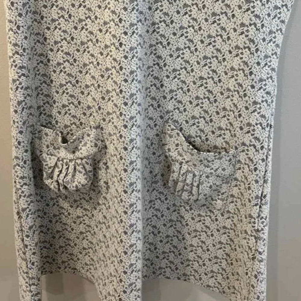 Papillon White /BLK Jacquard Tunic Dress -EUC-Sz-L -pockets-layer- lagenlook - Picture 10 of 13